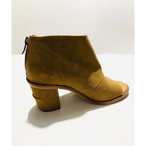 UGG leather shoes open peep toe boots Ginger brown booties Zip up women's 7 - Picture 7 of 11